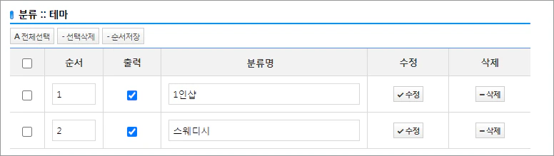 테마별 카테고리 설정 안내
