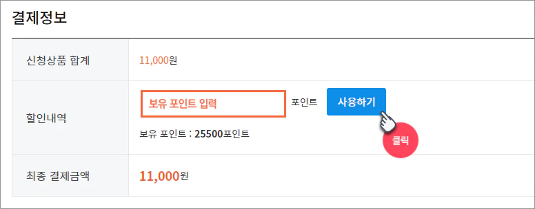 포인트 결제 안내