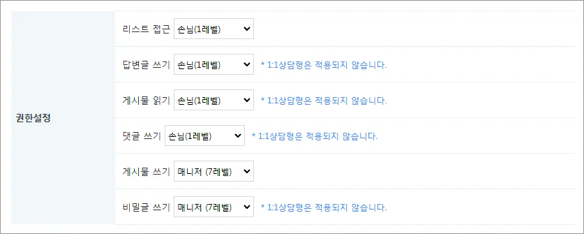 게시판별 권한 설정